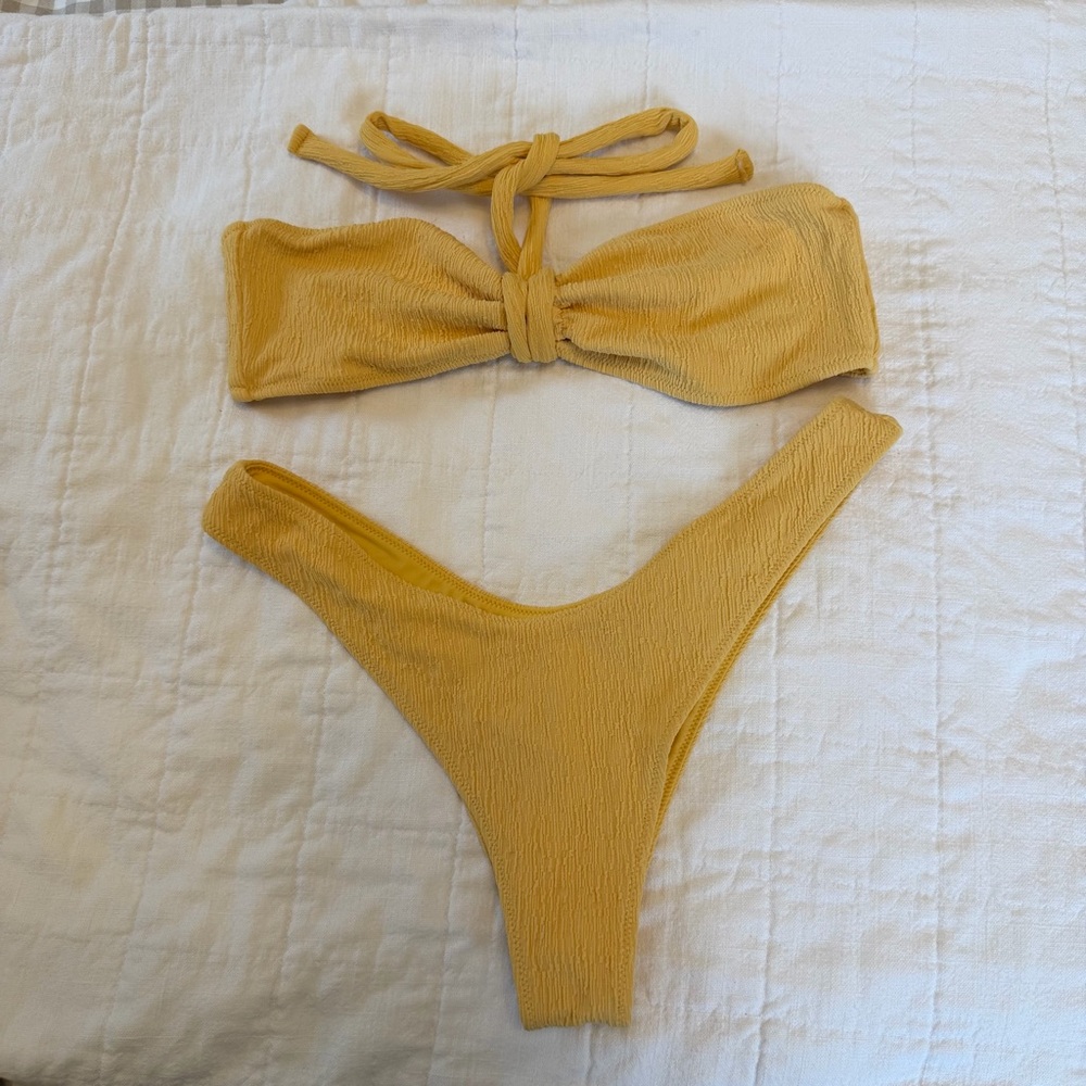 TJ Swim Yellow Set (Quinn Top / Jean Bottoms) S/M NWOT